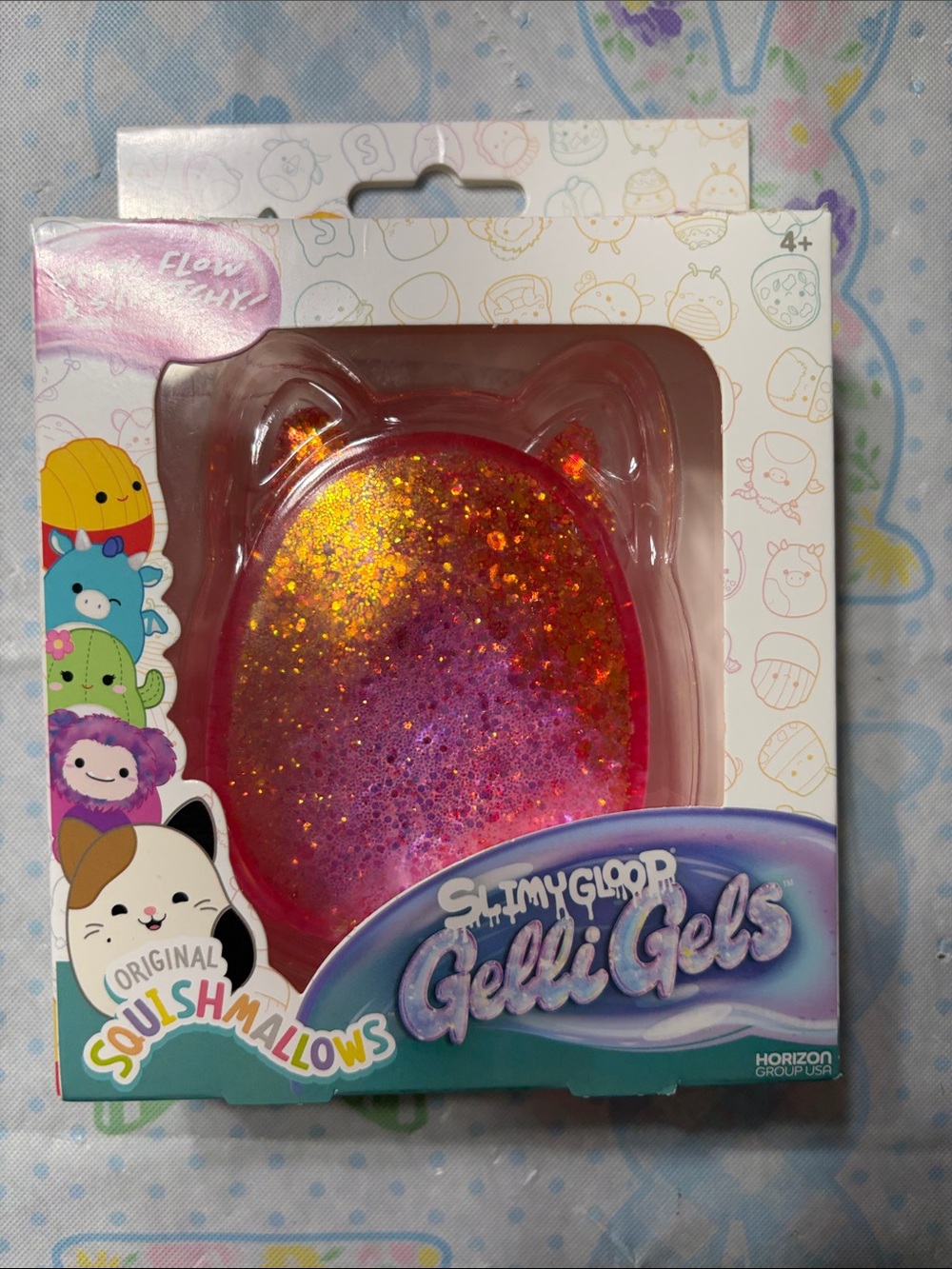 Squishmallows Slimy Gloop Gelli Gels - Pink with Gold Glitter